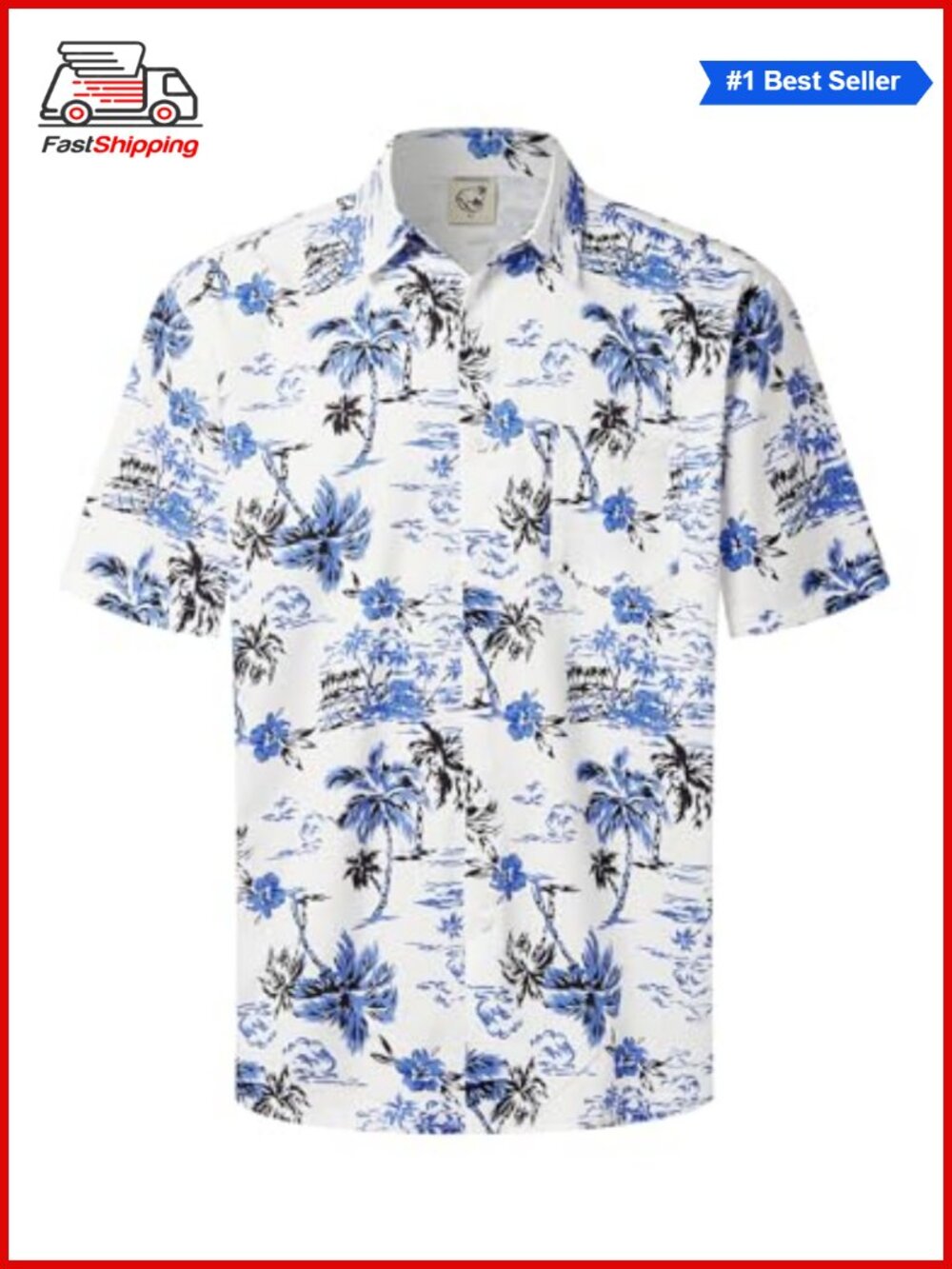 ✨ Hardaddy Men's Hawaiian Coconut Print Short Sleeve Button Down Beach Shirt